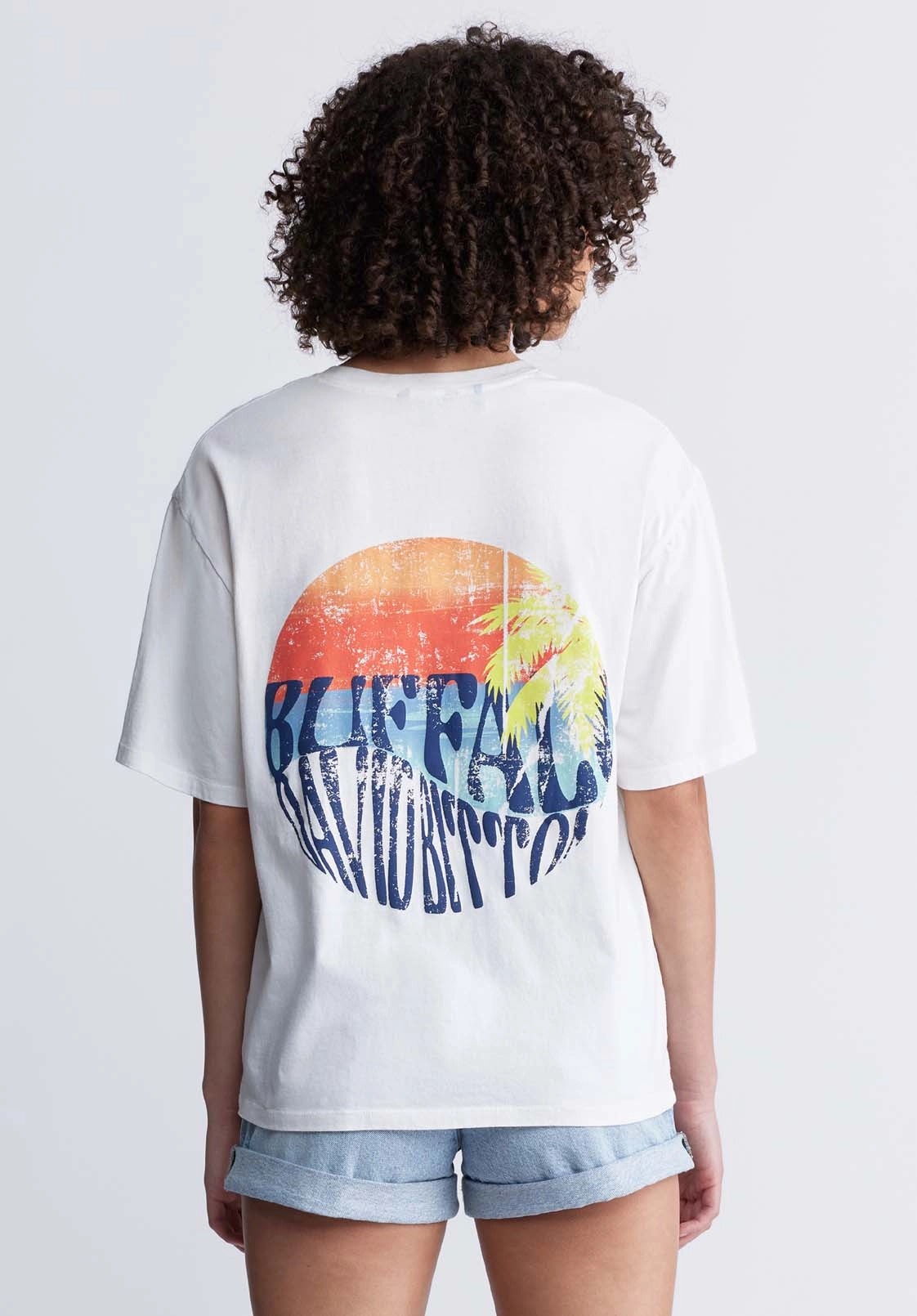Abbey Women's Oversized Printed T-Shirt, White - KT0136P