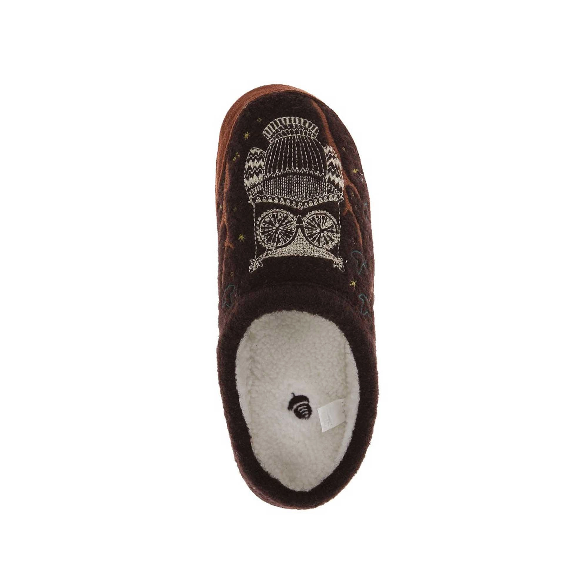 Acorn Women's Mule Slippers - Forest Hoodback, Chocolate Owl, Medium | A10077-CHO-M