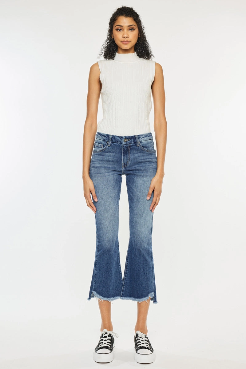 Aida Mid Rise Cropped Flare Jeans