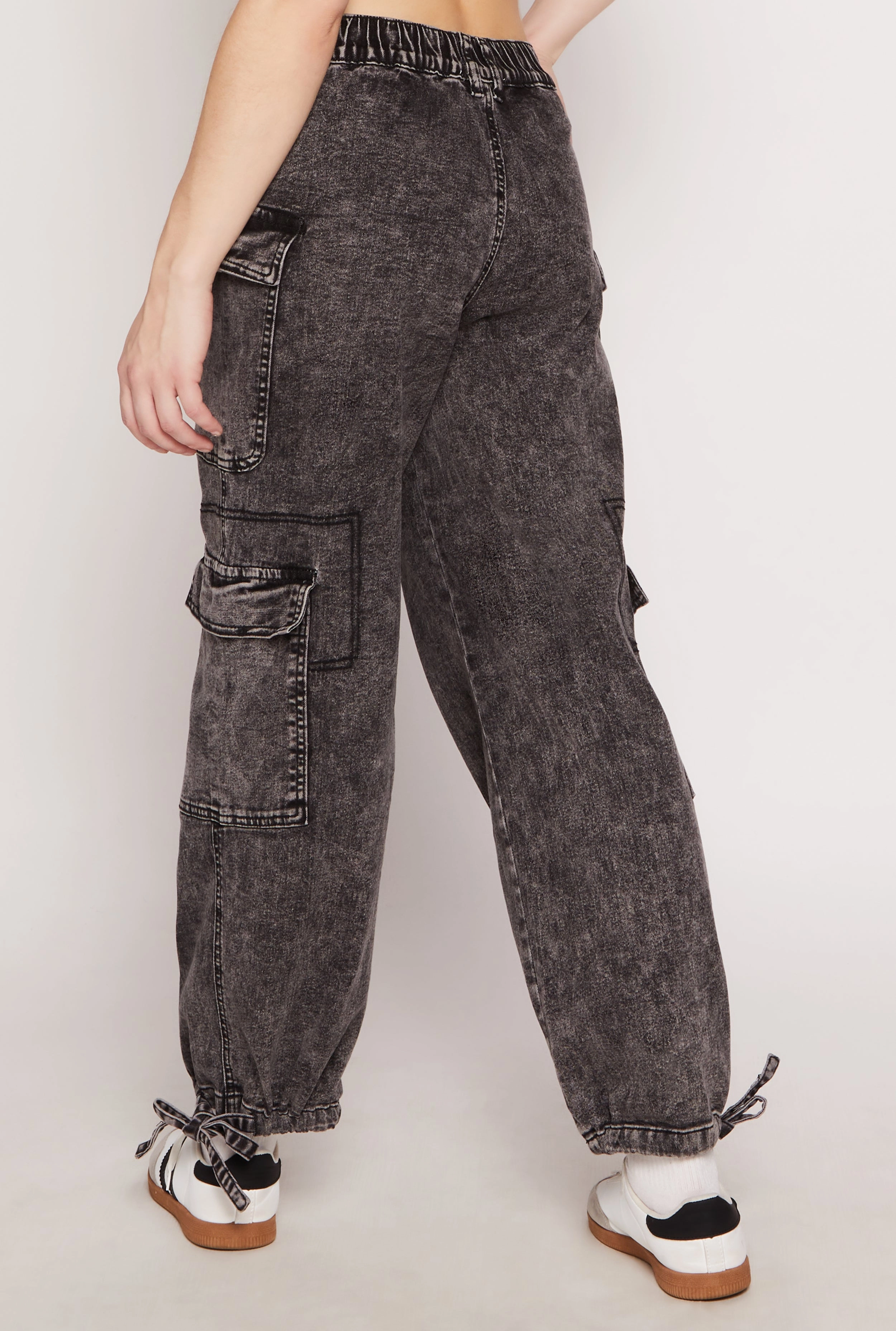 Almost Famous Denim Drawstring Hem Cargo Joggers