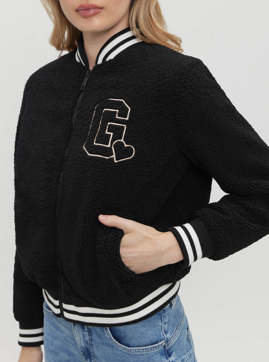 Black Sherpa Bomber Jacket
