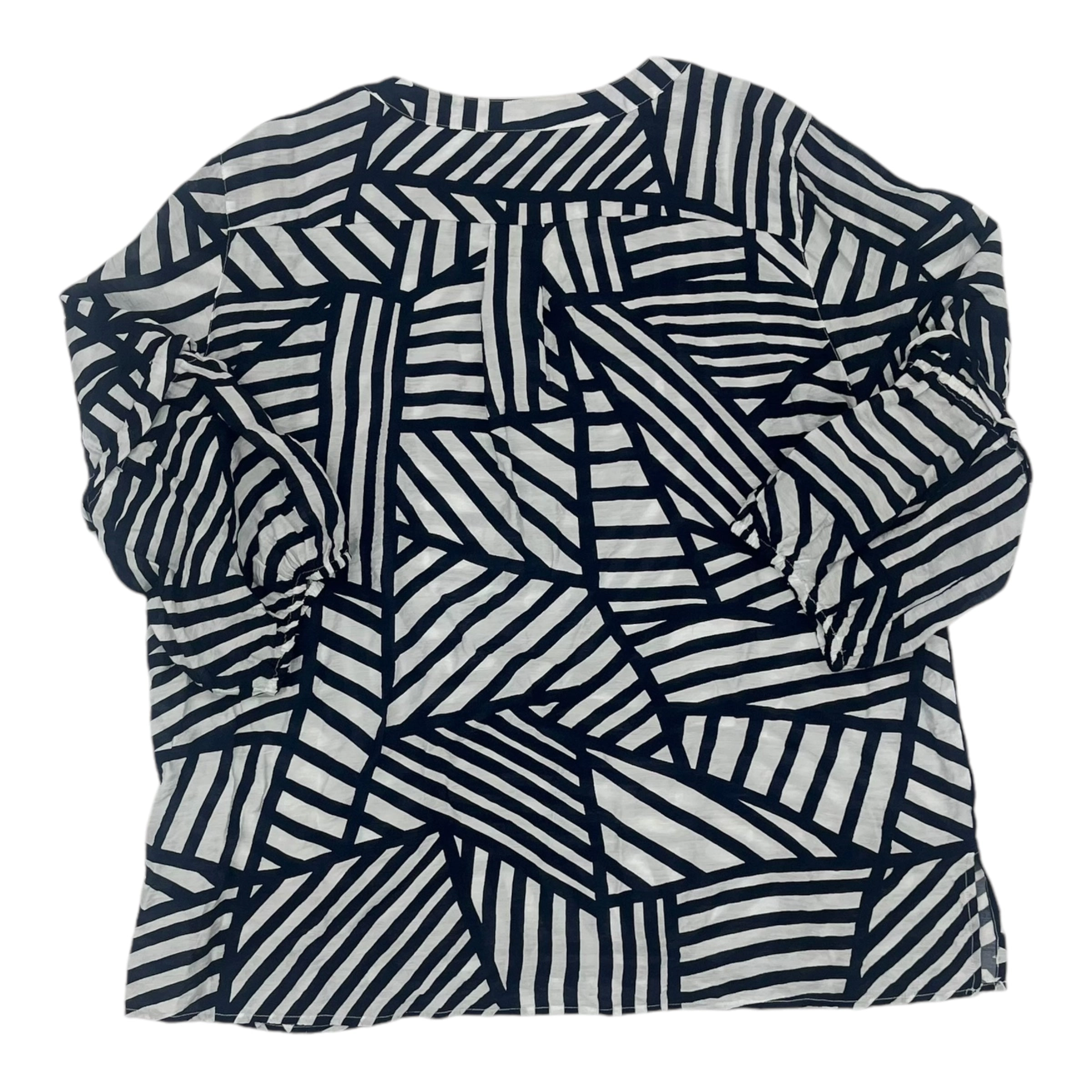 Blouse 3/4 Sleeve By Multiples In Blue & White, Size:L
