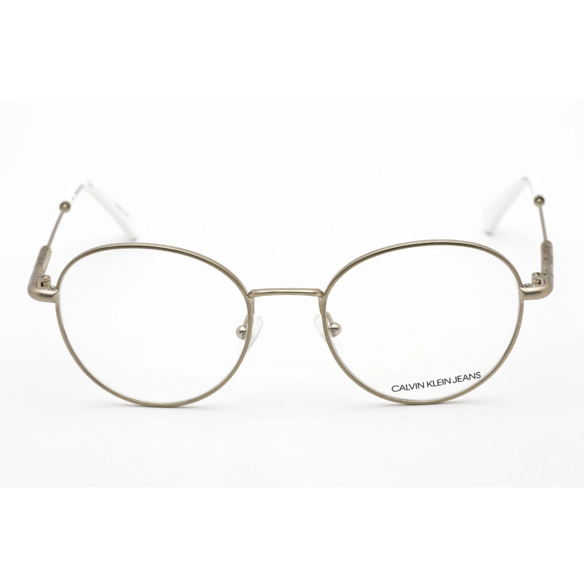 Calvin Klein Jeans Unisex Eyeglasses - Brushed Gold Metal Round Frame | CKJ157AF 702