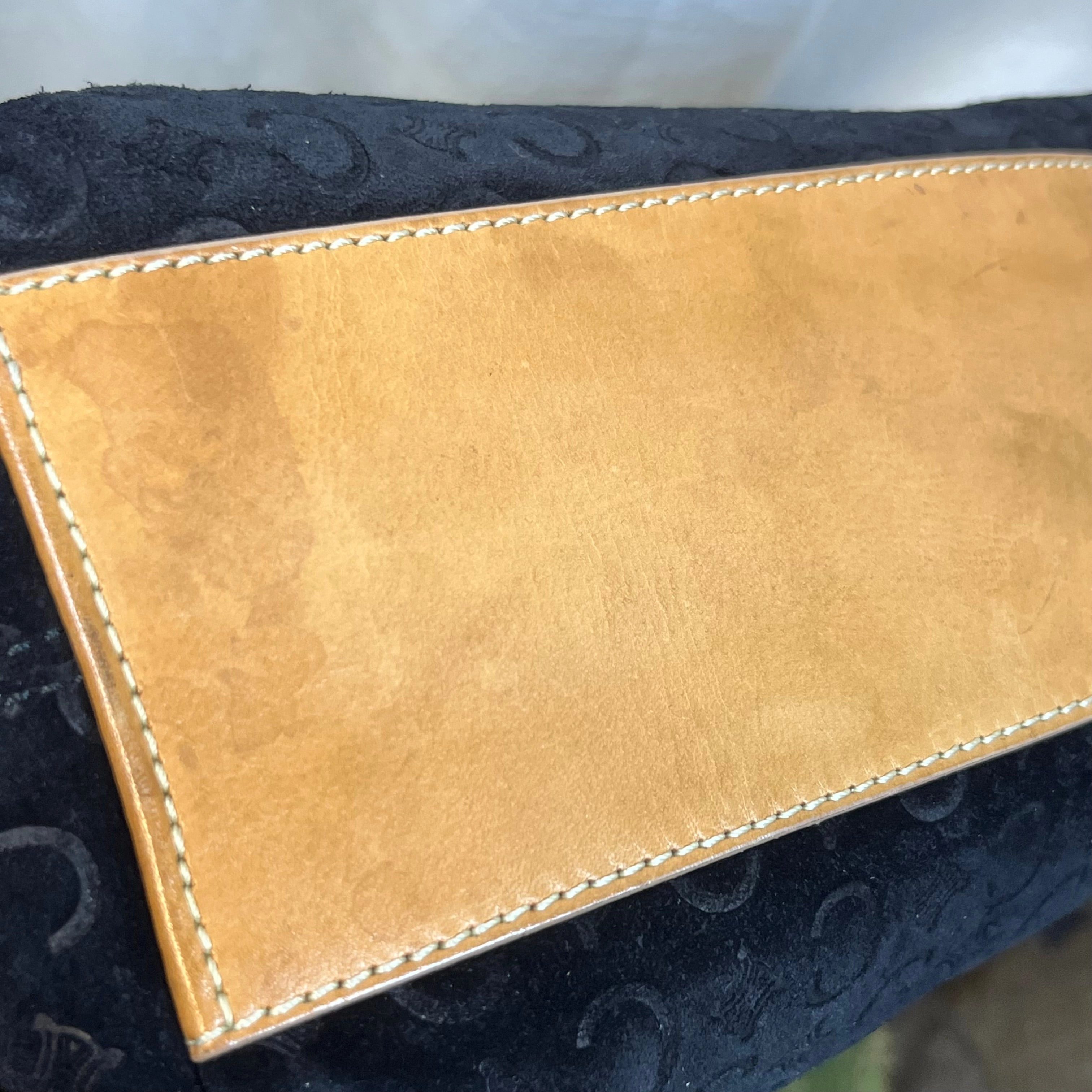 CELINE Macadam Embossed Suede Shoulder Bag