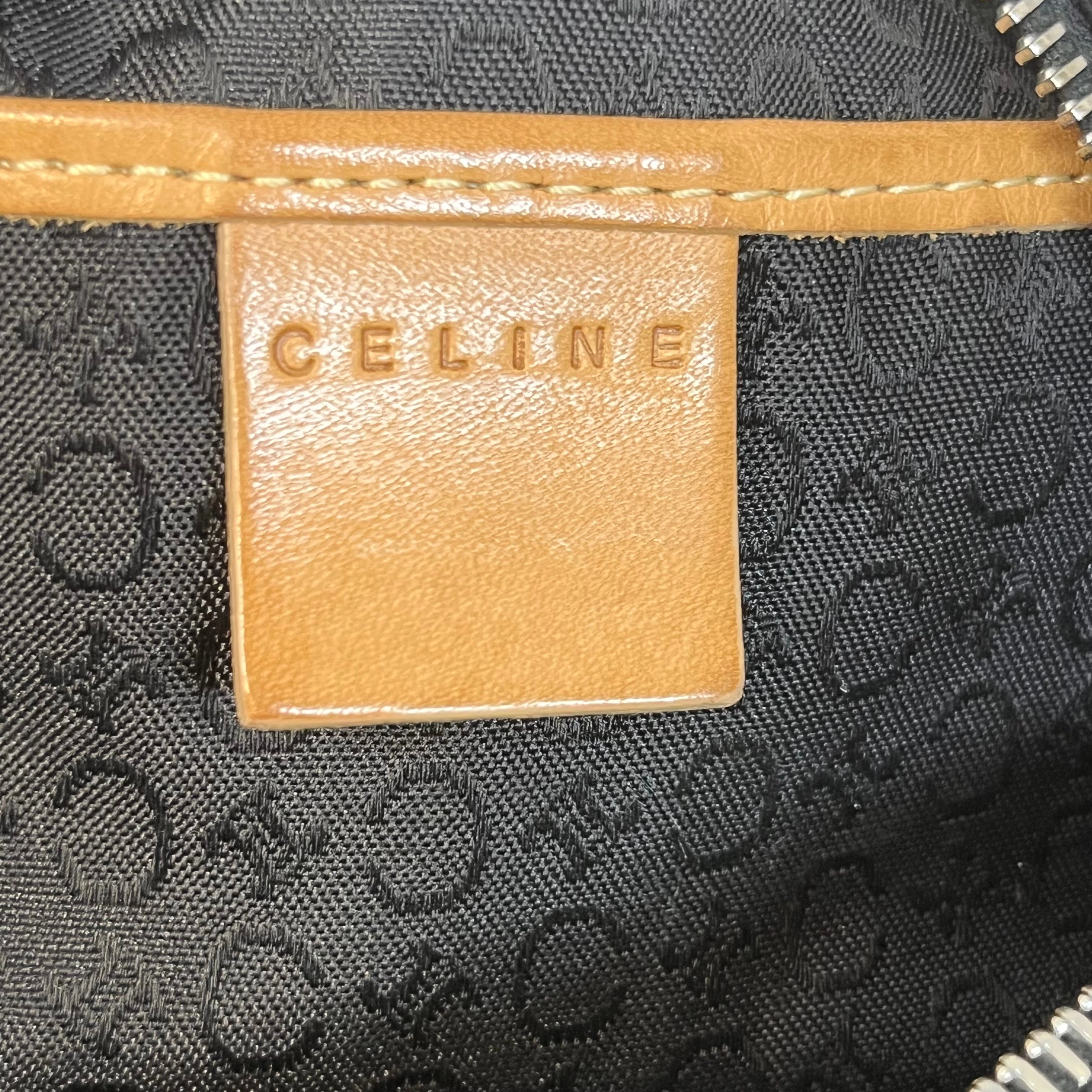 CELINE Macadam Embossed Suede Shoulder Bag