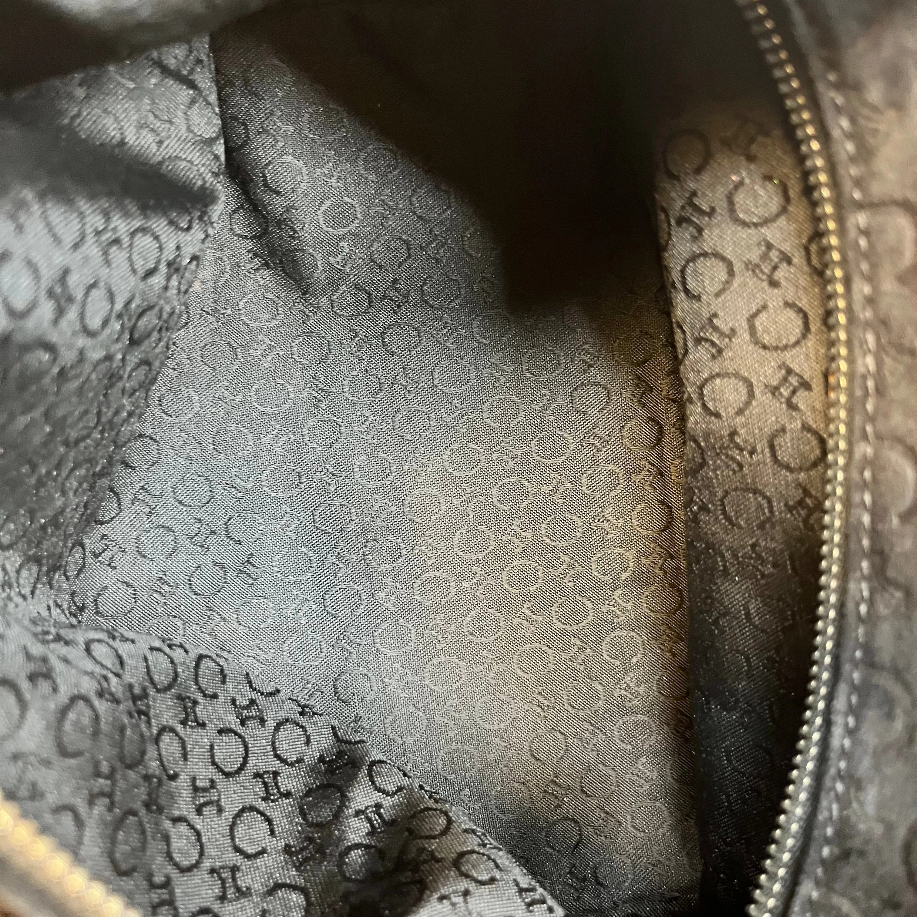 CELINE Macadam Embossed Suede Shoulder Bag
