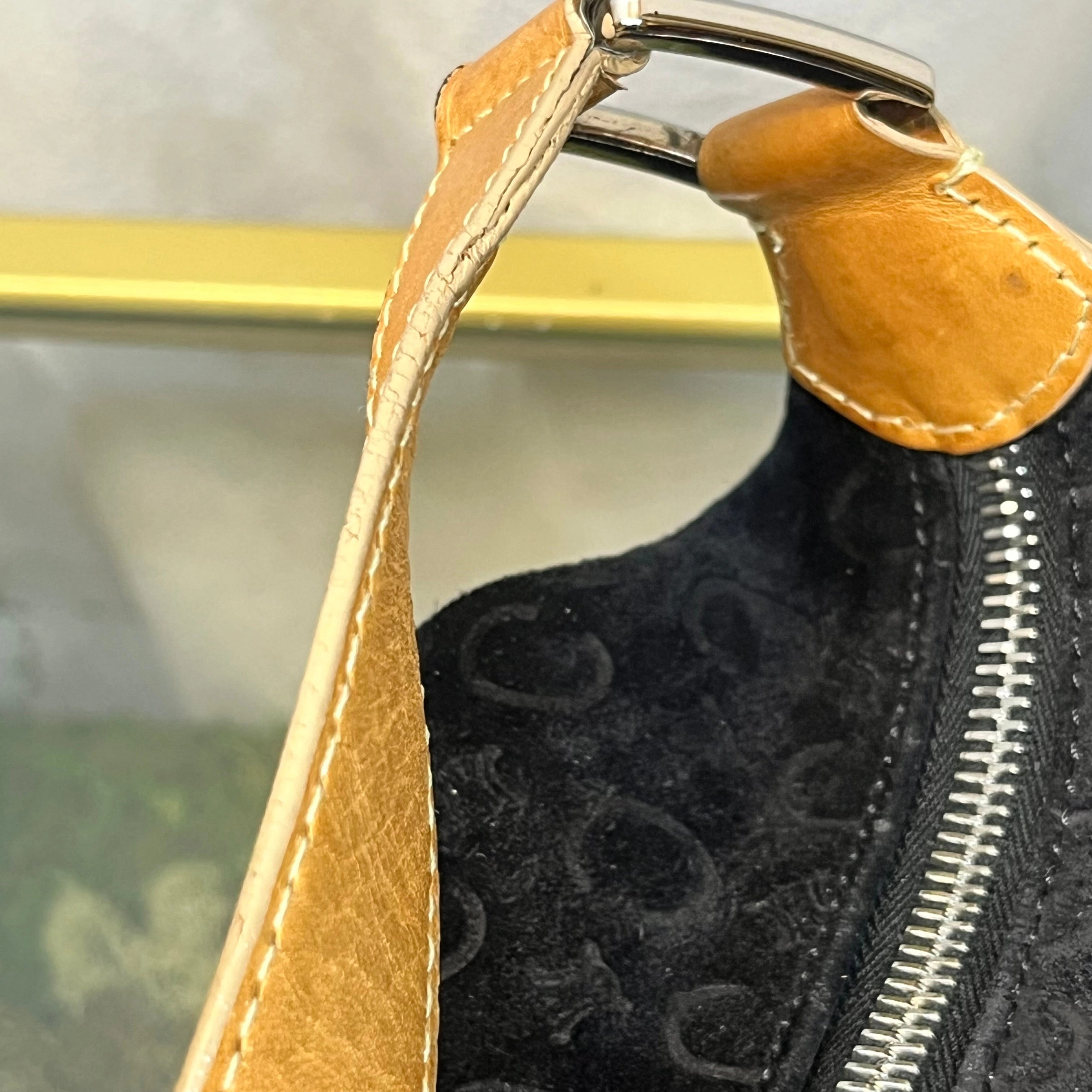 CELINE Macadam Embossed Suede Shoulder Bag