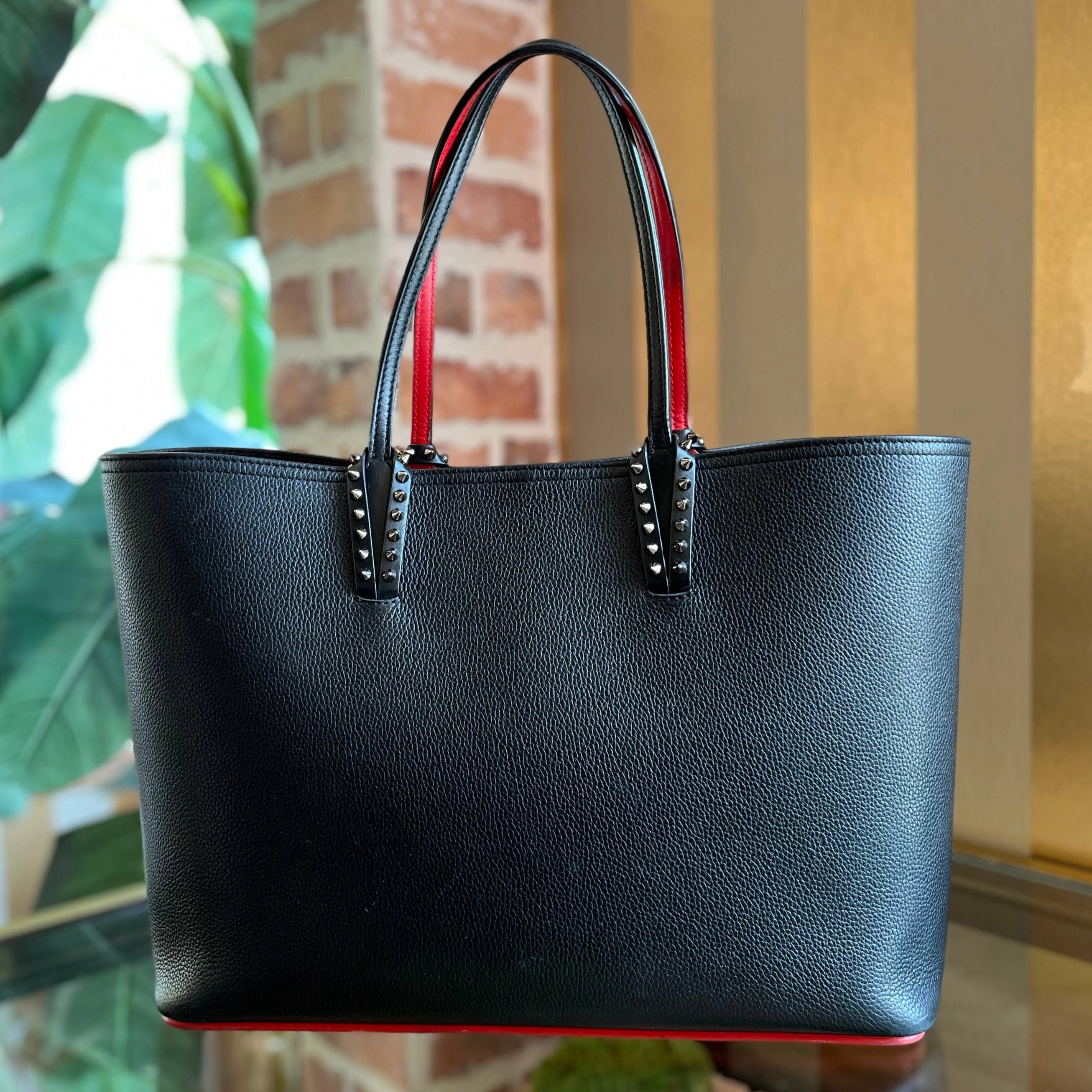 CHRISTIAN LOUBOUTIN Cabata Black Grained Leather Tote Bag