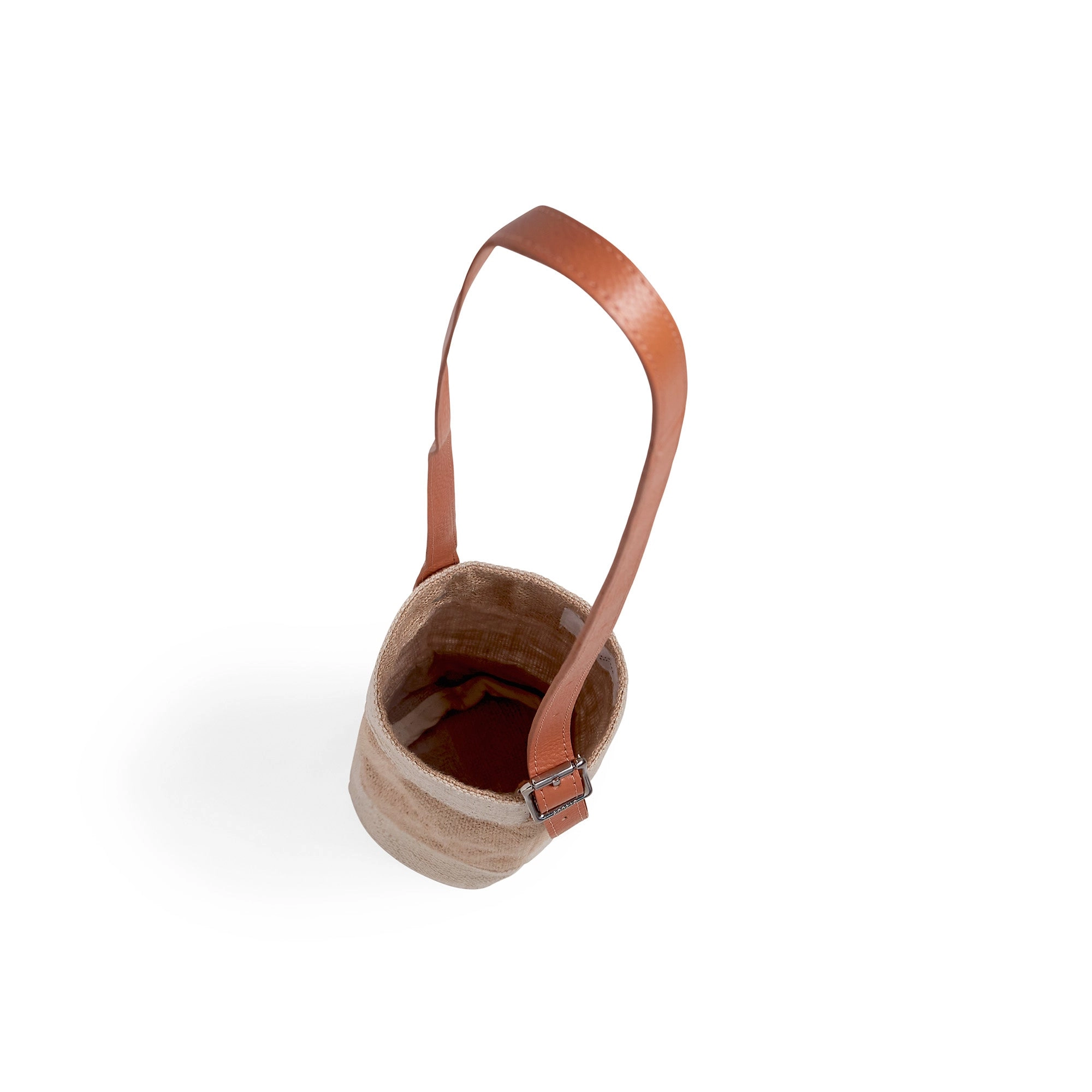 Crossbody Bottle Bag in Natural LA Black Print by Geoff McFetridge