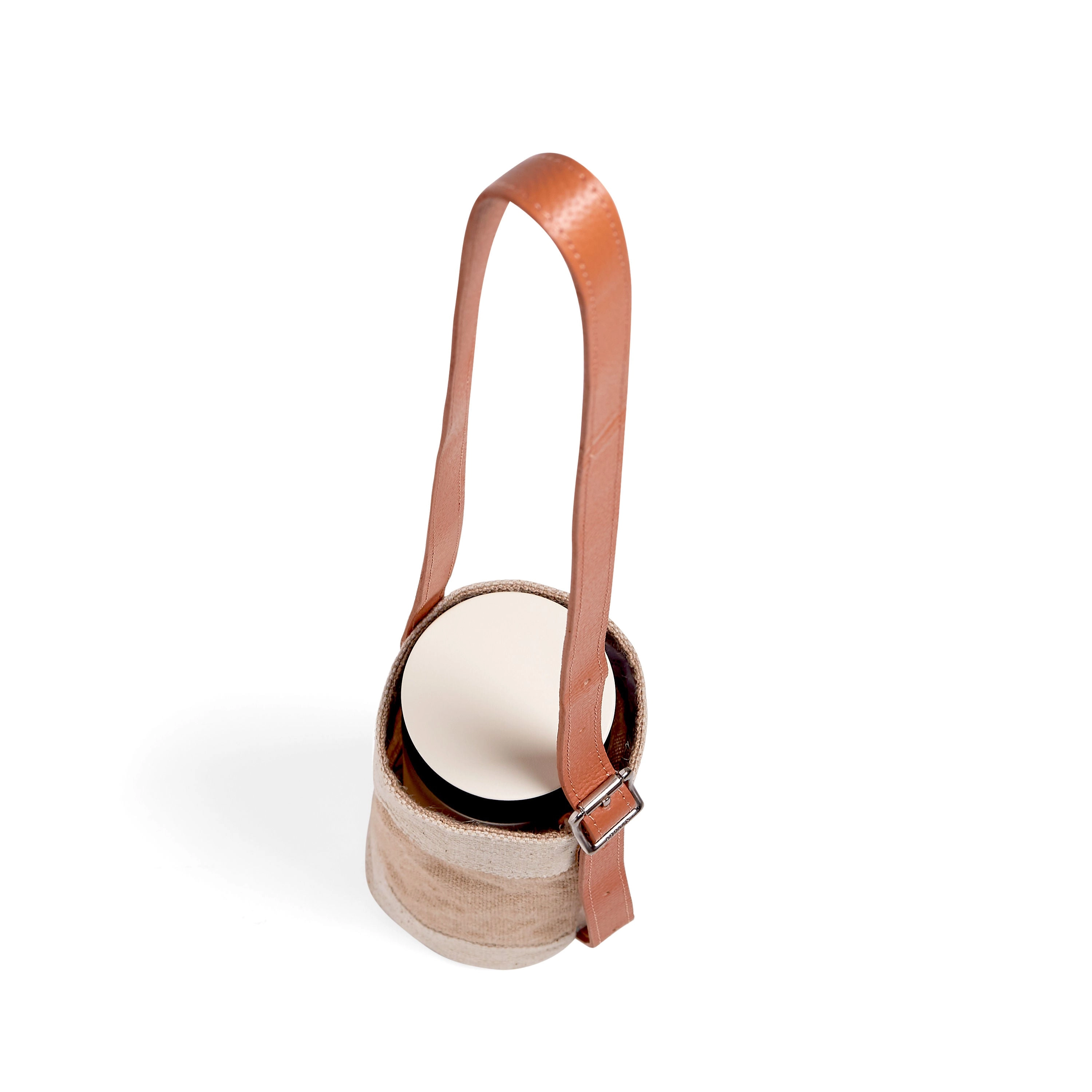 Crossbody Bottle Bag in Natural LA Black Print by Geoff McFetridge