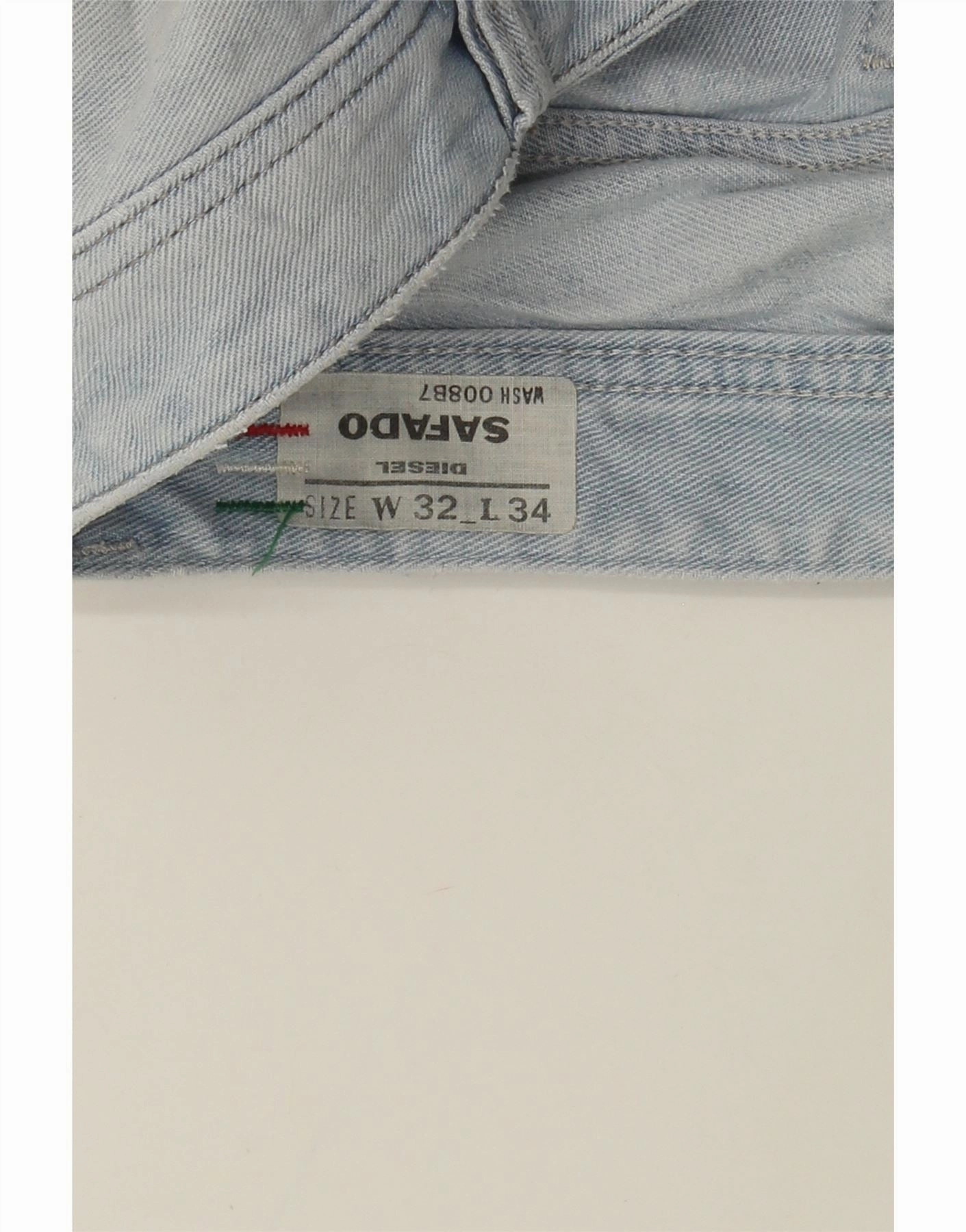 DIESEL Mens Safado Distressed Straight Jeans W32 L34 Blue Cotton