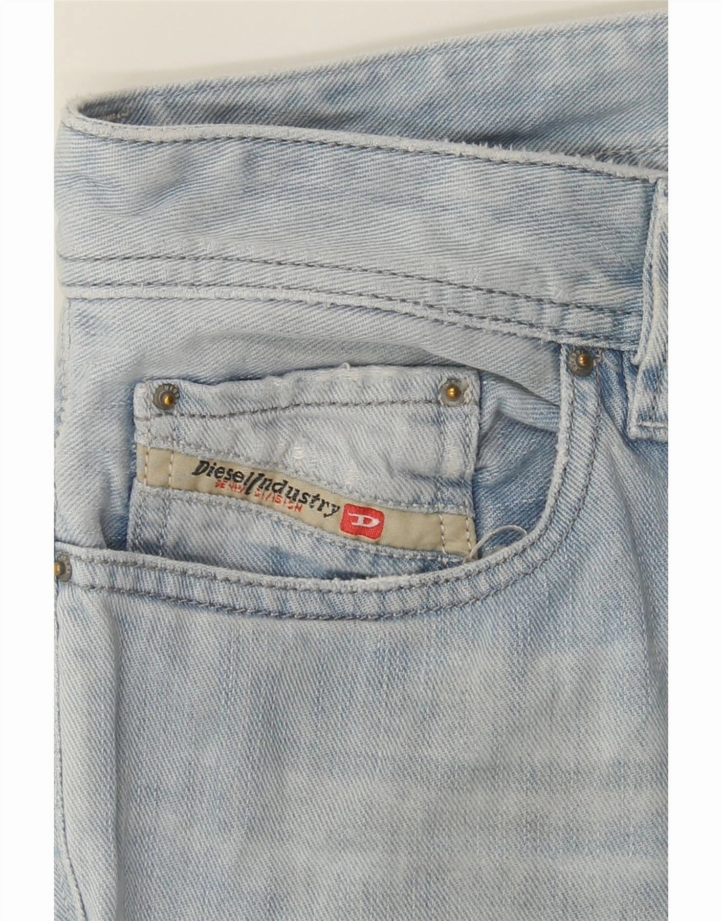 DIESEL Mens Safado Distressed Straight Jeans W32 L34 Blue Cotton