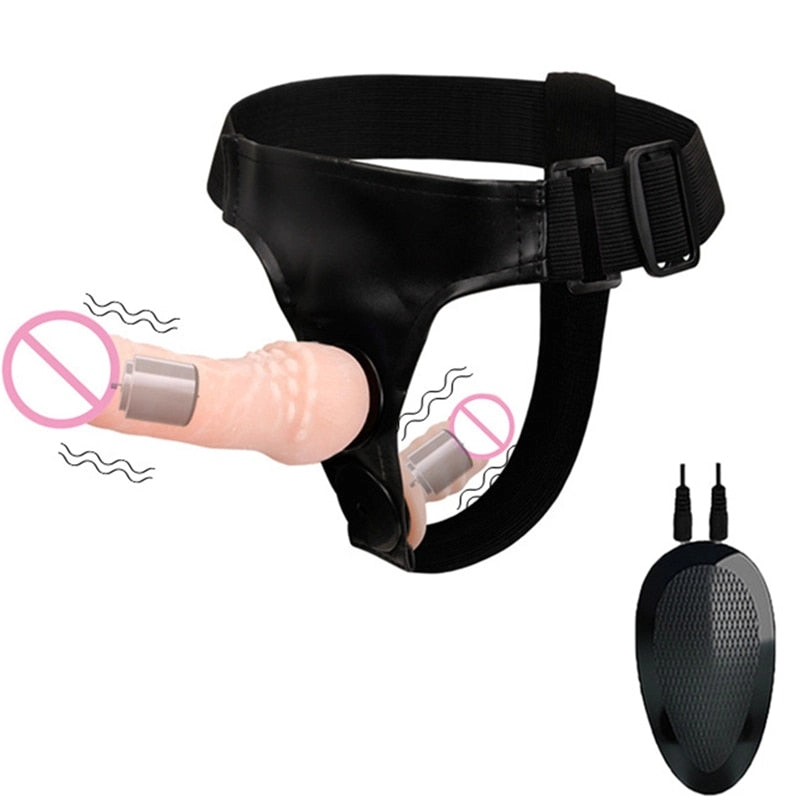 Double Penis Realistic Dildos Ultra Elastic Harness Belt Strap On Big Dildo Vibrator for Woman Lesbian