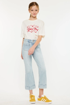 Evie High Rise Kids Cropped Flare Jeans