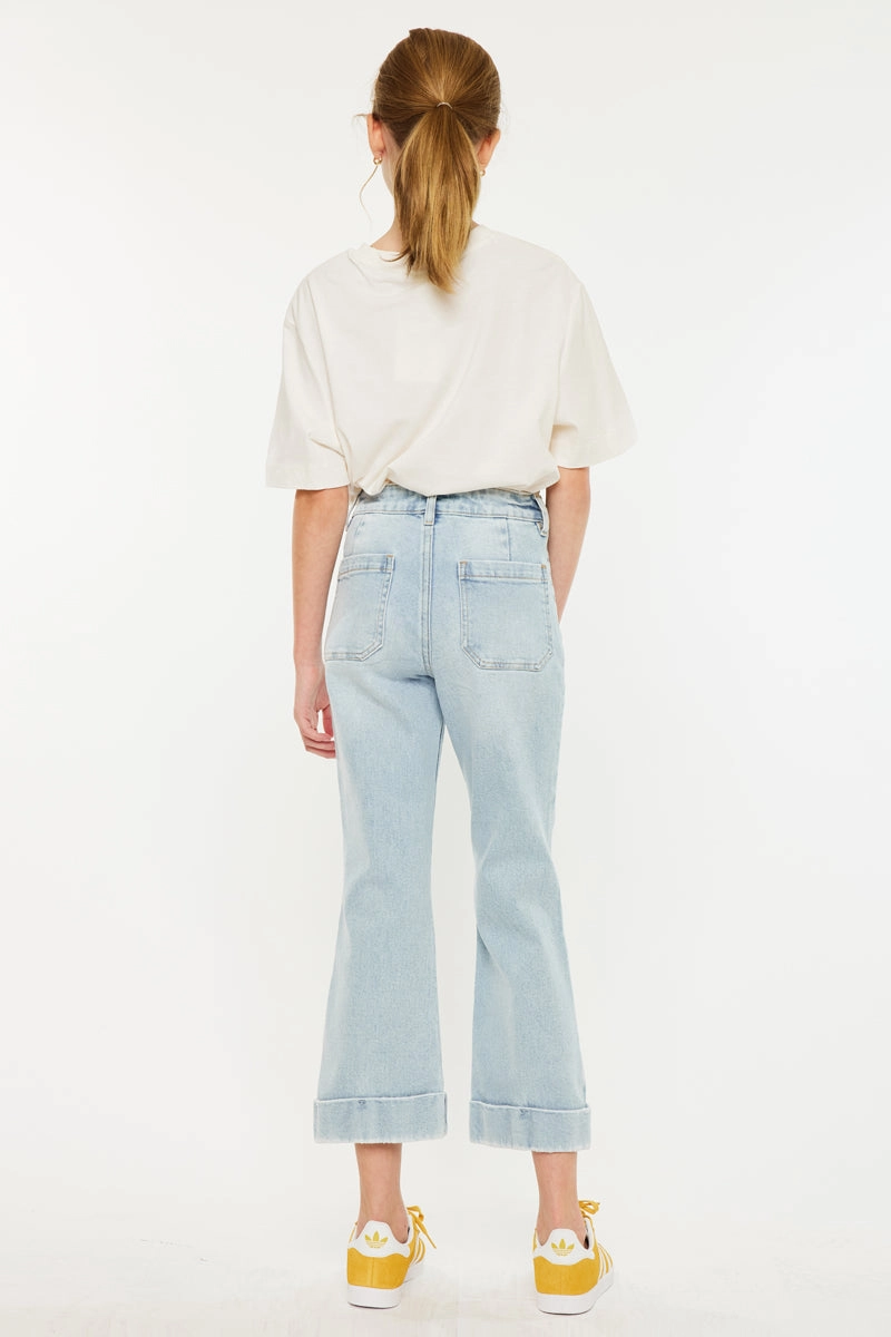 Evie High Rise Kids Cropped Flare Jeans