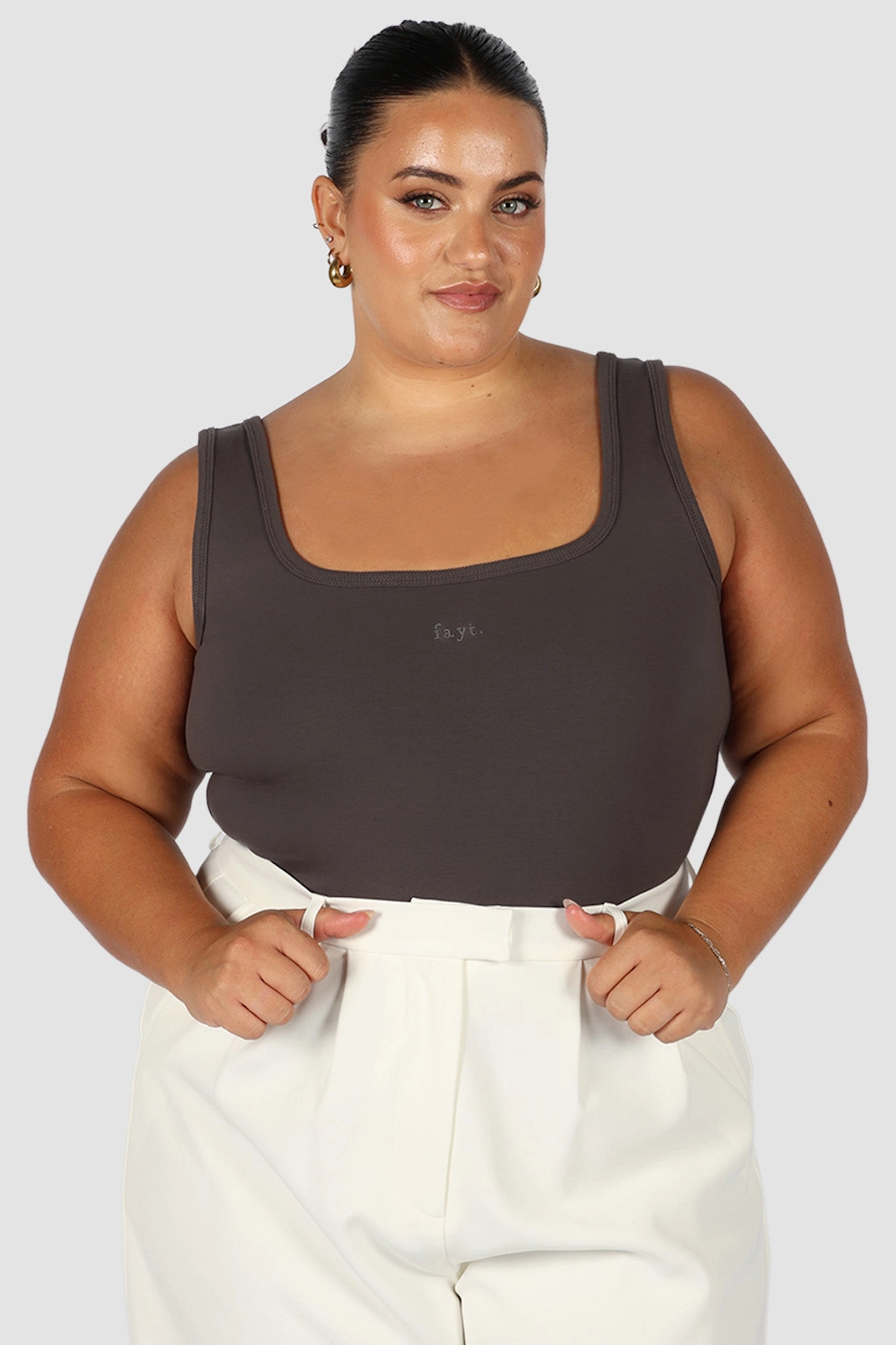 FAYT LOGO TANK CHARCOAL