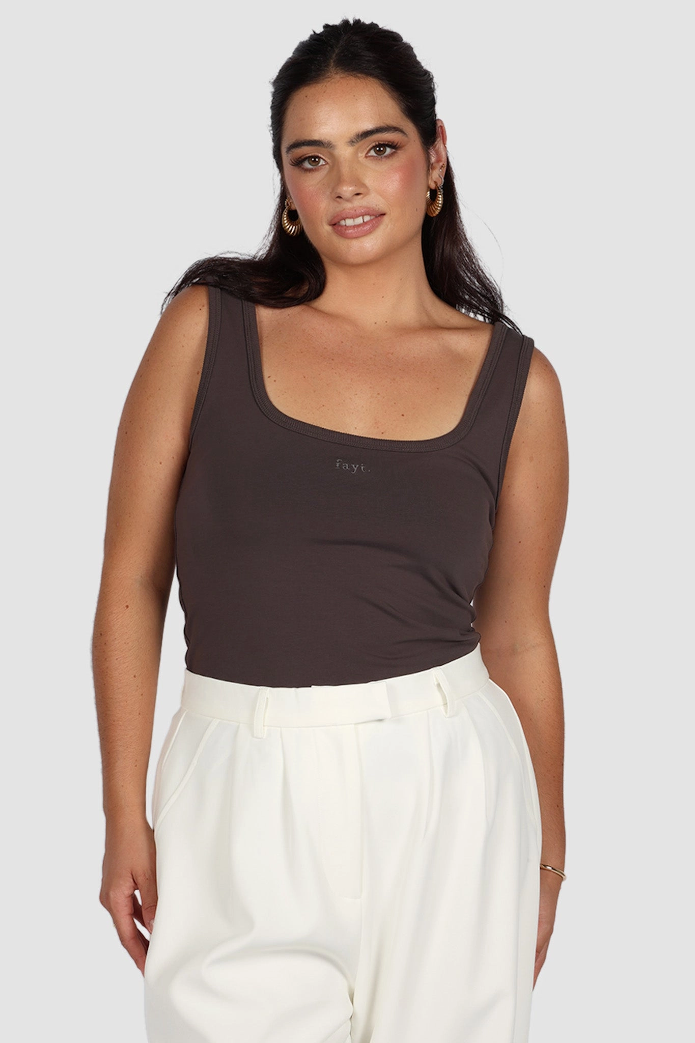 FAYT LOGO TANK CHARCOAL