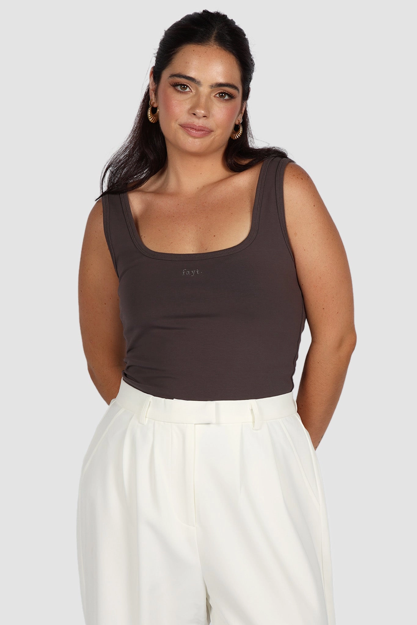 FAYT LOGO TANK CHARCOAL