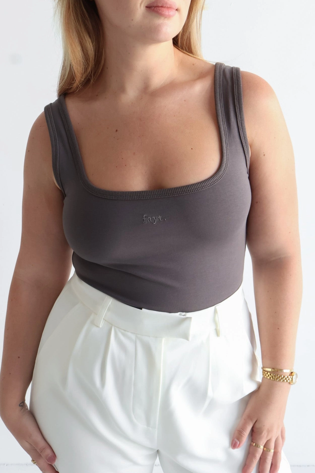 FAYT LOGO TANK CHARCOAL