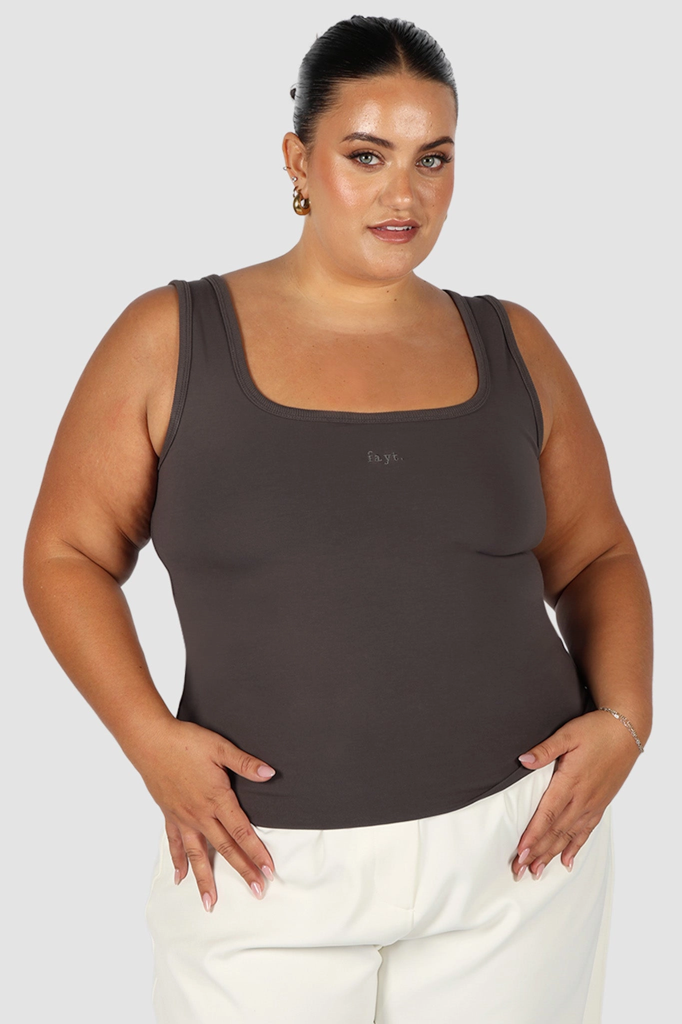 FAYT LOGO TANK CHARCOAL