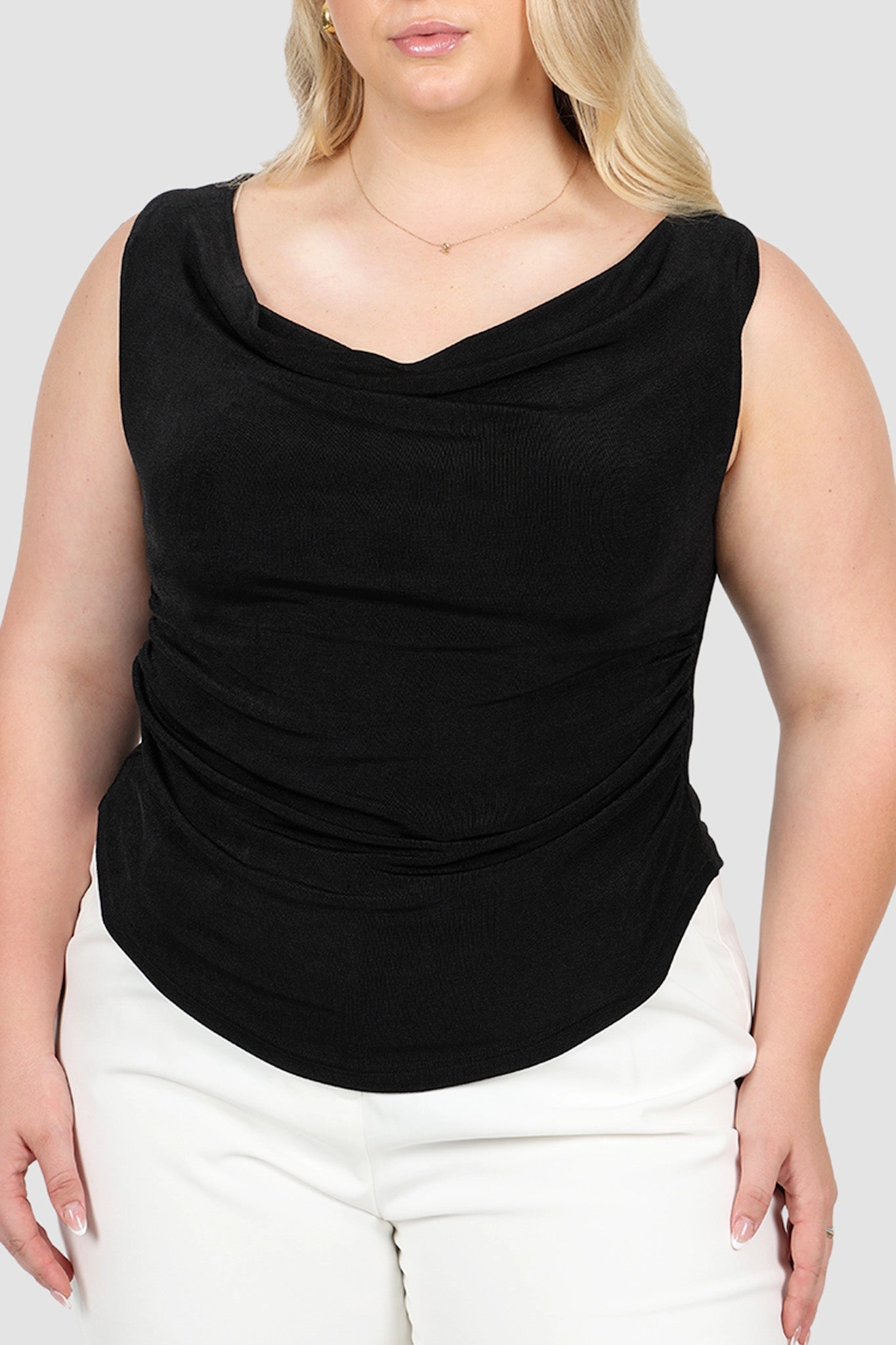 IVES COWL NECK TOP BLACK
