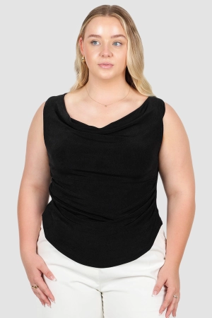 IVES COWL NECK TOP BLACK