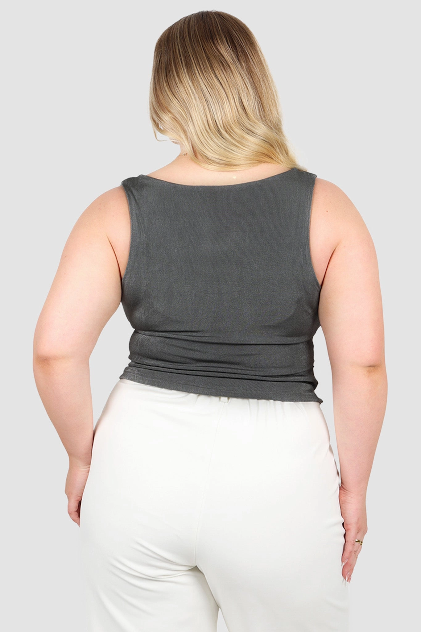 IVES COWL NECK TOP GUNMETAL