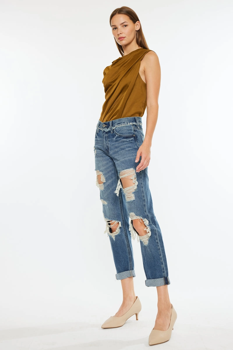 Janelle Mid Rise Boyfriend Jeans