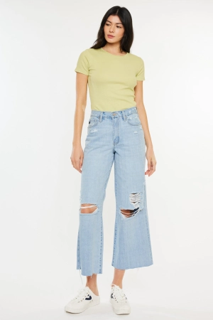 Mariyah Ultra High Rise Cropped  Wide Leg Jeans