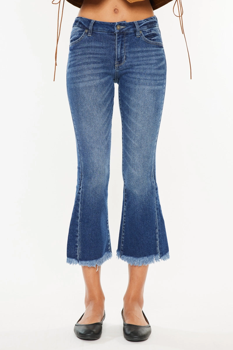 Merlie Mid Rise Cropped Flare Jeans
