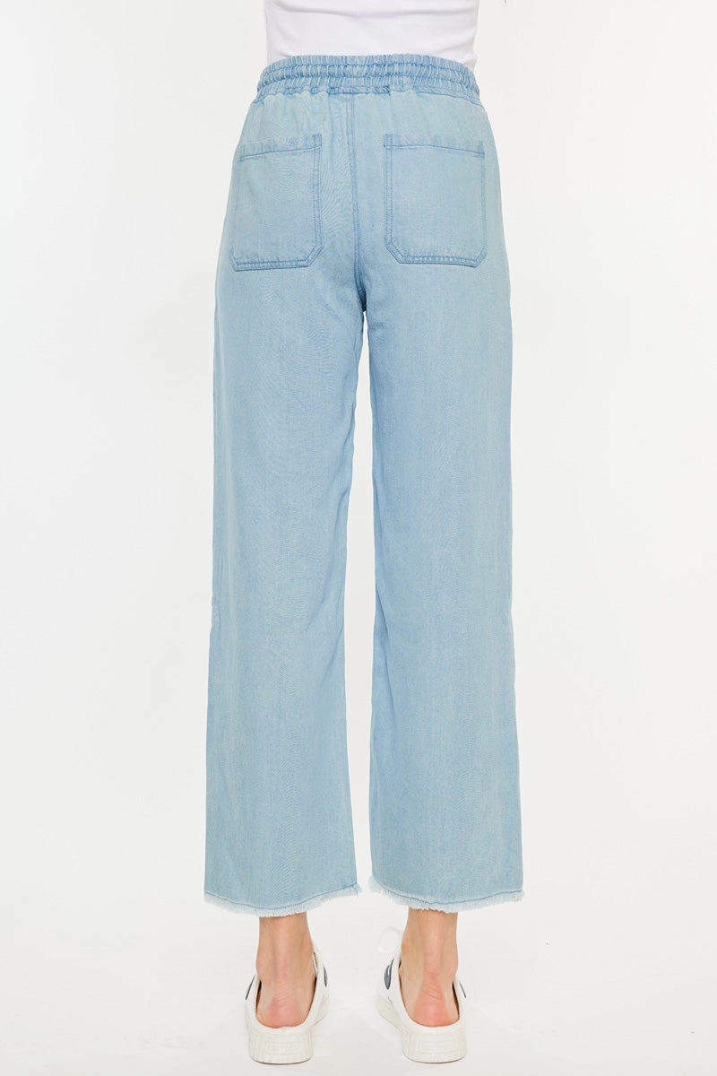 Milly High Rise Cropped  Wide Leg Jeans
