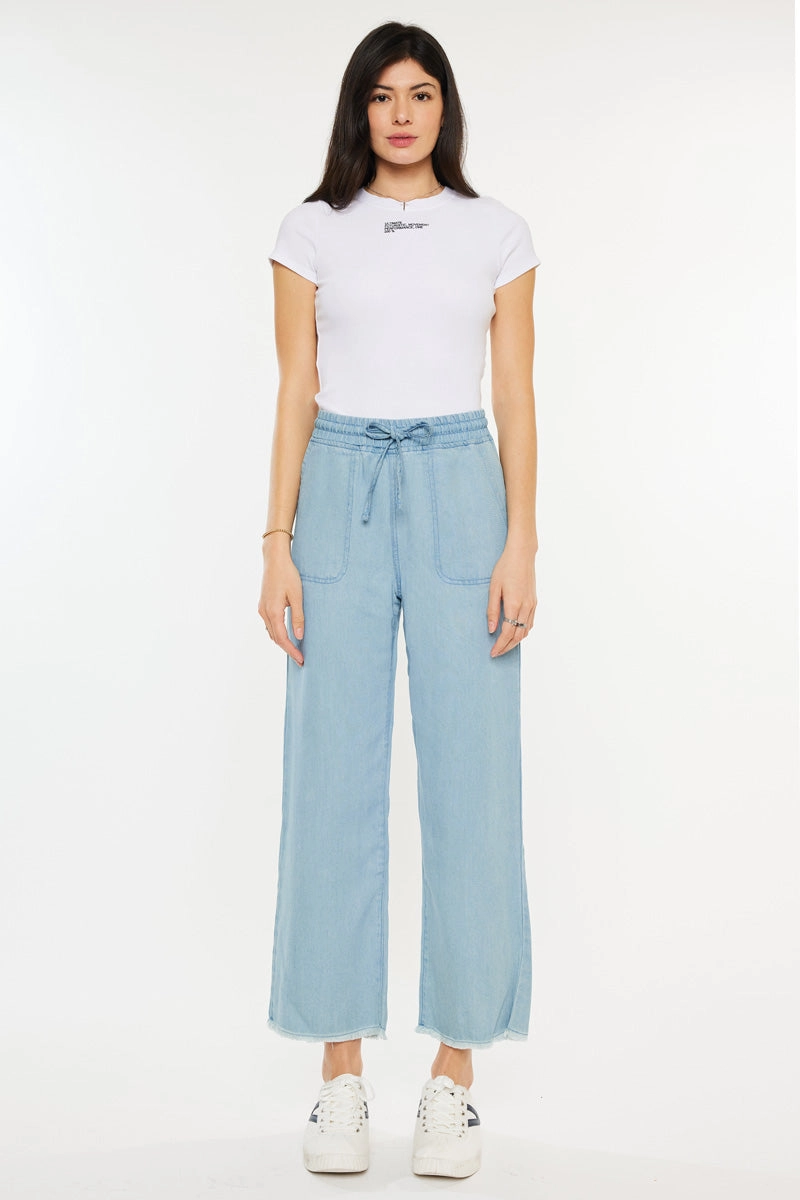 Milly High Rise Cropped  Wide Leg Jeans
