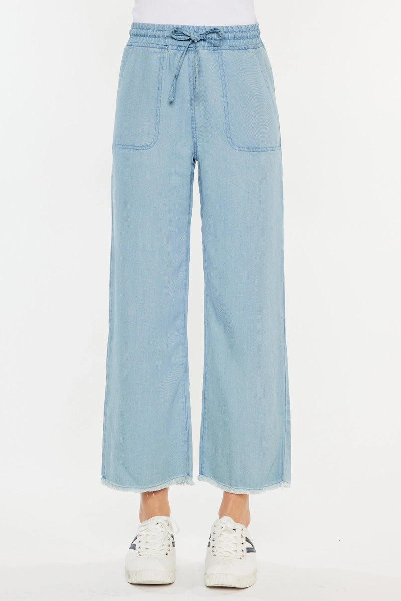 Milly High Rise Cropped  Wide Leg Jeans