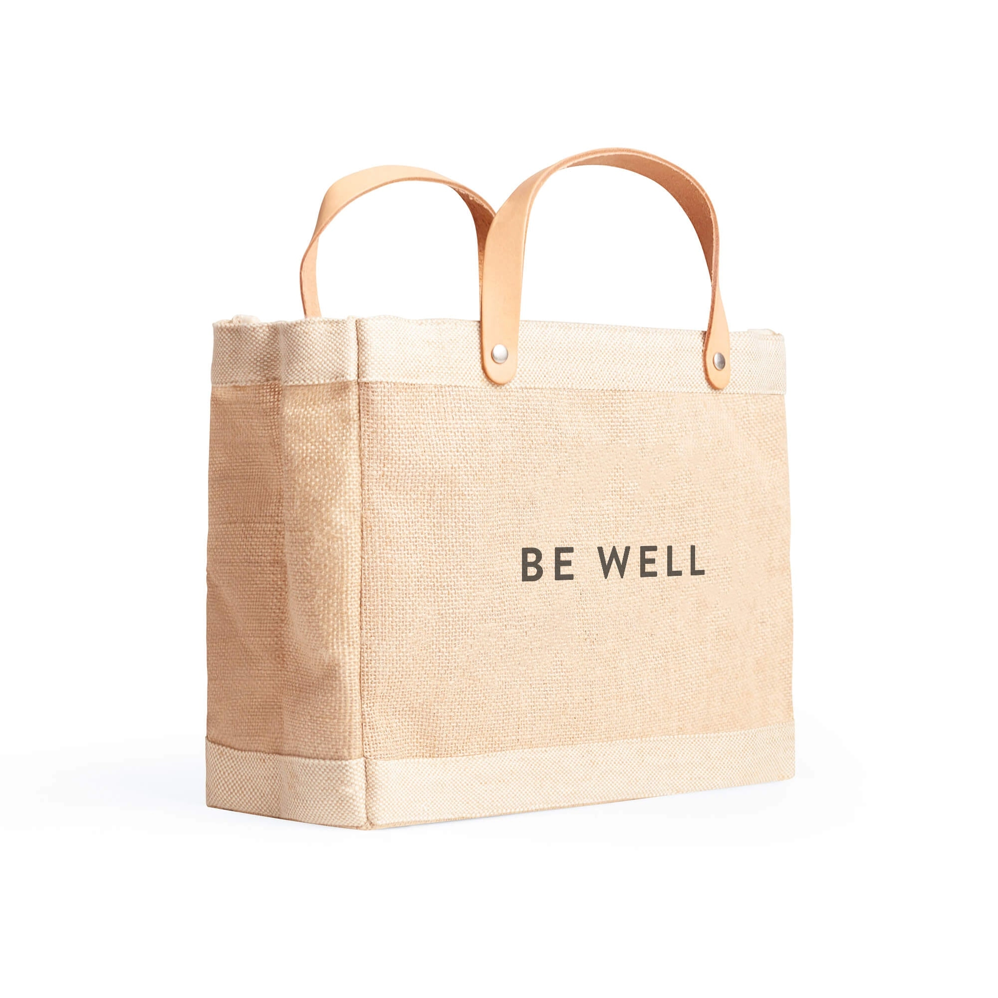 Petite Market Bag in Natural with BE WELL