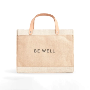 Petite Market Bag in Natural with BE WELL