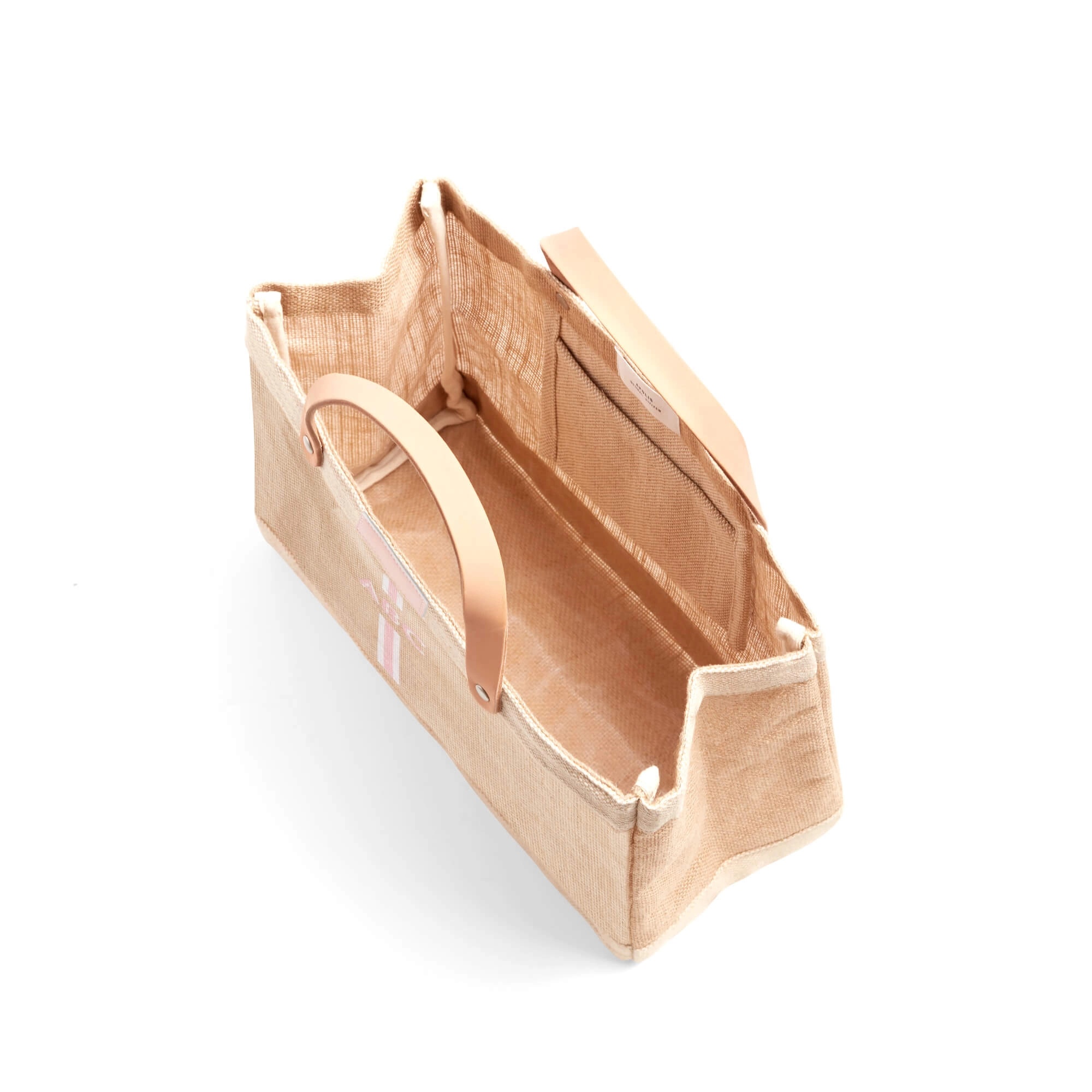 Petite Market Bag in Natural with Pink Striped Monogram