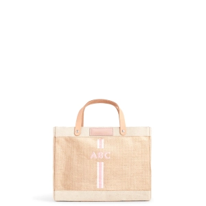 Petite Market Bag in Natural with Pink Striped Monogram