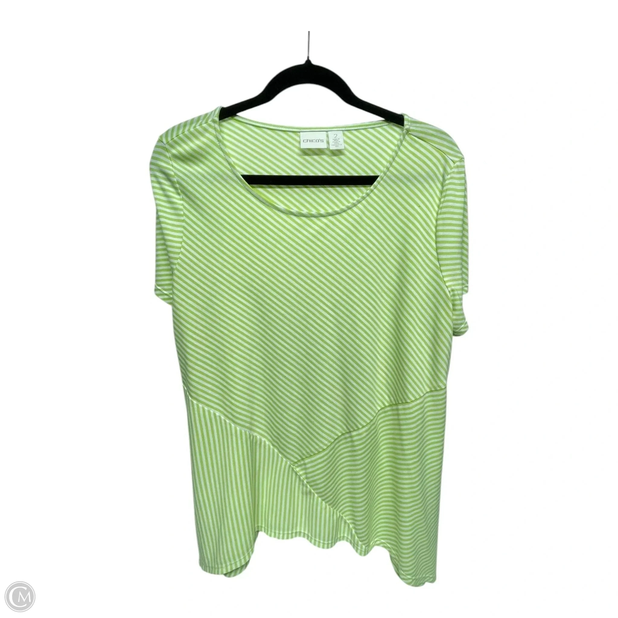 Top Short Sleeve By Chicos In Striped Pattern, Size: L