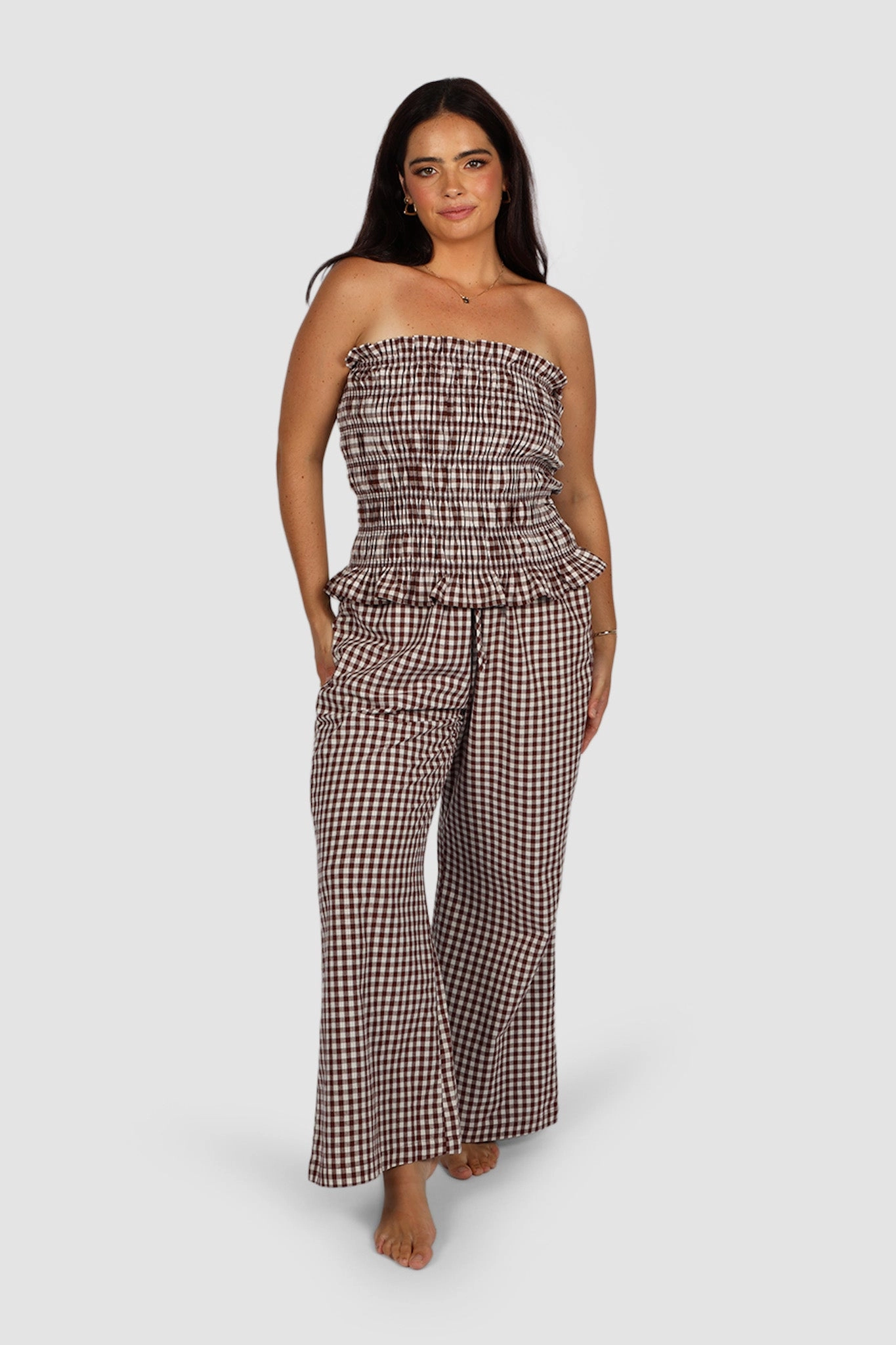 ZUBI TOP CHOC GINGHAM