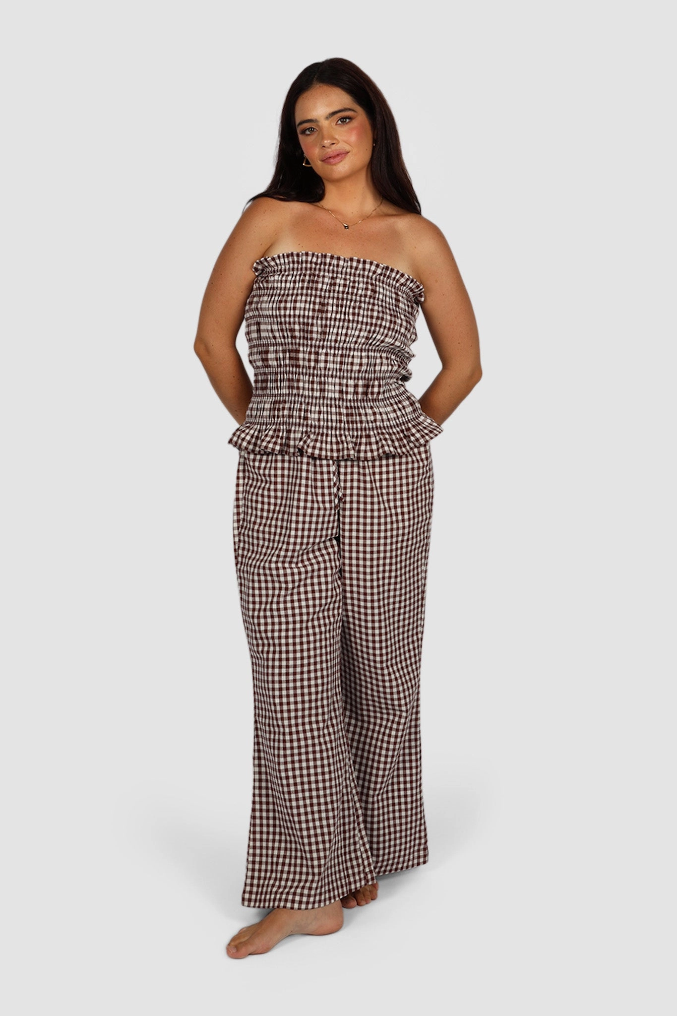 ZUBI TOP CHOC GINGHAM