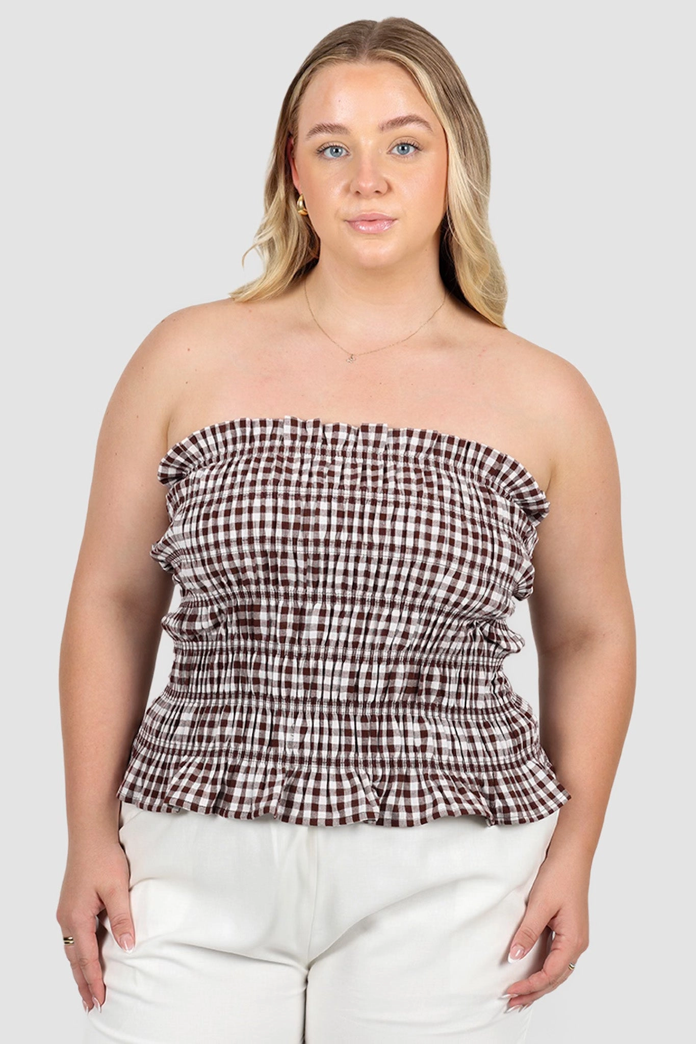 ZUBI TOP CHOC GINGHAM
