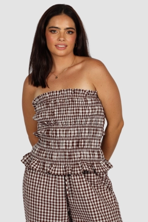 ZUBI TOP CHOC GINGHAM